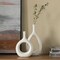 Uniquewise Contemporary White Ceramic Unique Shaped Flower Table Vase Centerpiece, PK 2 QI004363.2.WT - alternate 1